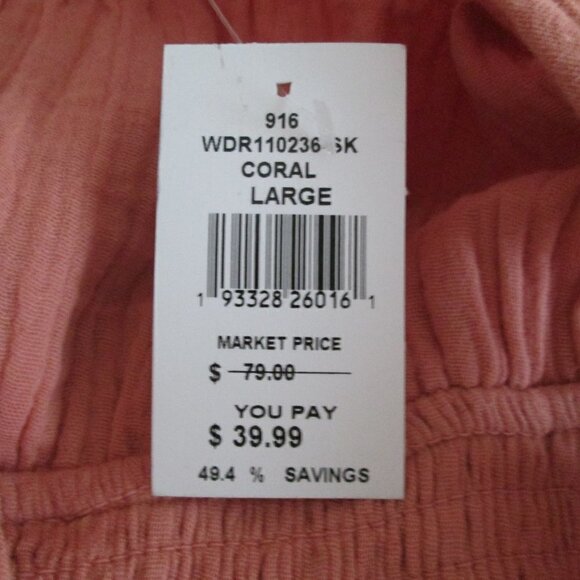 SOCIALITE Crinkled Smocked Mini Dress Size Large-Coral-NWT - Picture 7 of 16